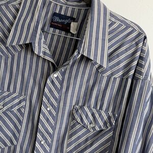 Vintage Wrangler Brushpopper Shirt 4XL 20 Striped Pearl Snap Button X-Long Tails